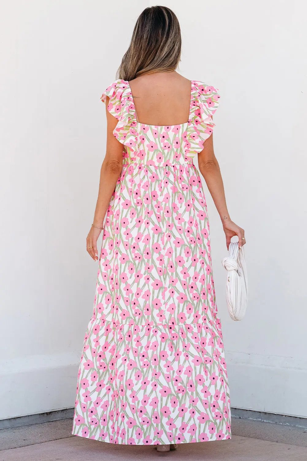Angelica Floral Ruffled Strap Maxi Dress - Love Salve